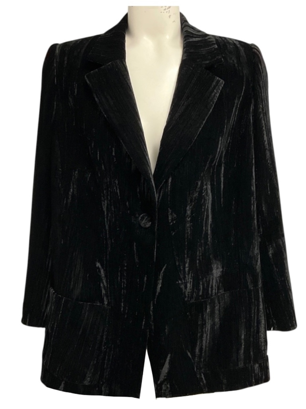 ALGO BLACK ONE BUTTON VELVET BLAZER